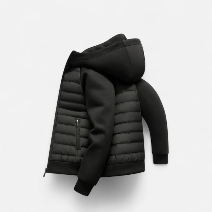 Men's Quilted Down Jacket with Adjustable Hood
