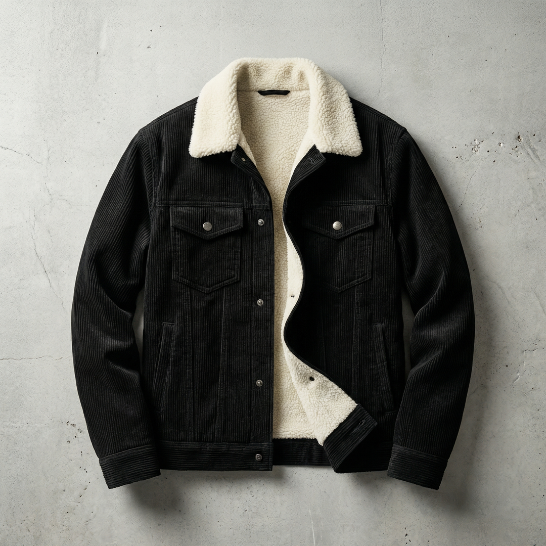 Men's Corduroy Trucker Jacket with Sherpa Collar
