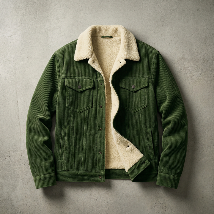 Men's Corduroy Trucker Jacket with Sherpa Collar