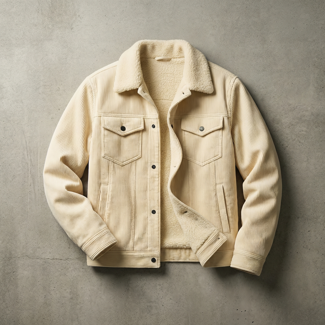 Men's Corduroy Trucker Jacket with Sherpa Collar