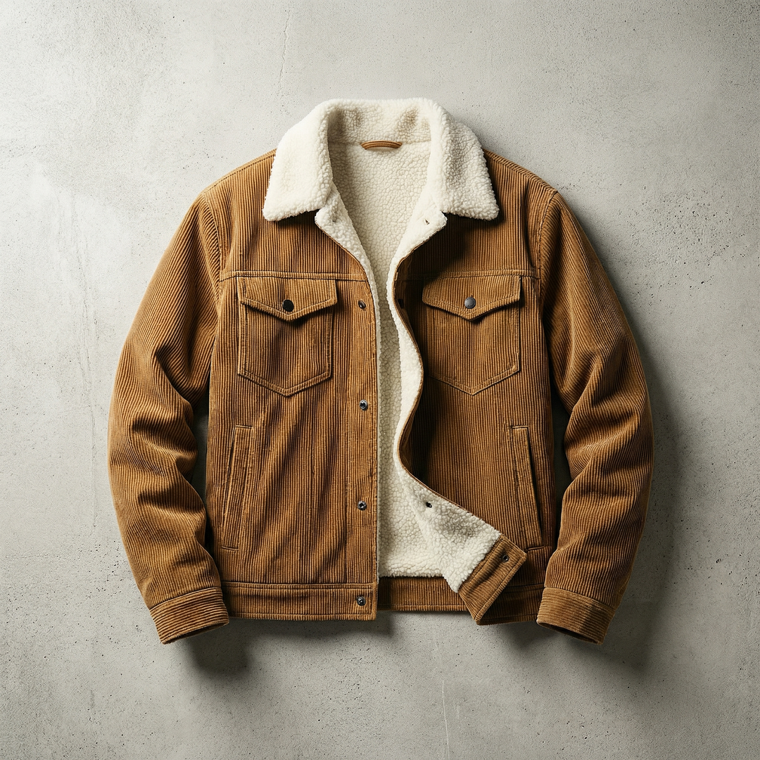 Men's Corduroy Trucker Jacket with Sherpa Collar
