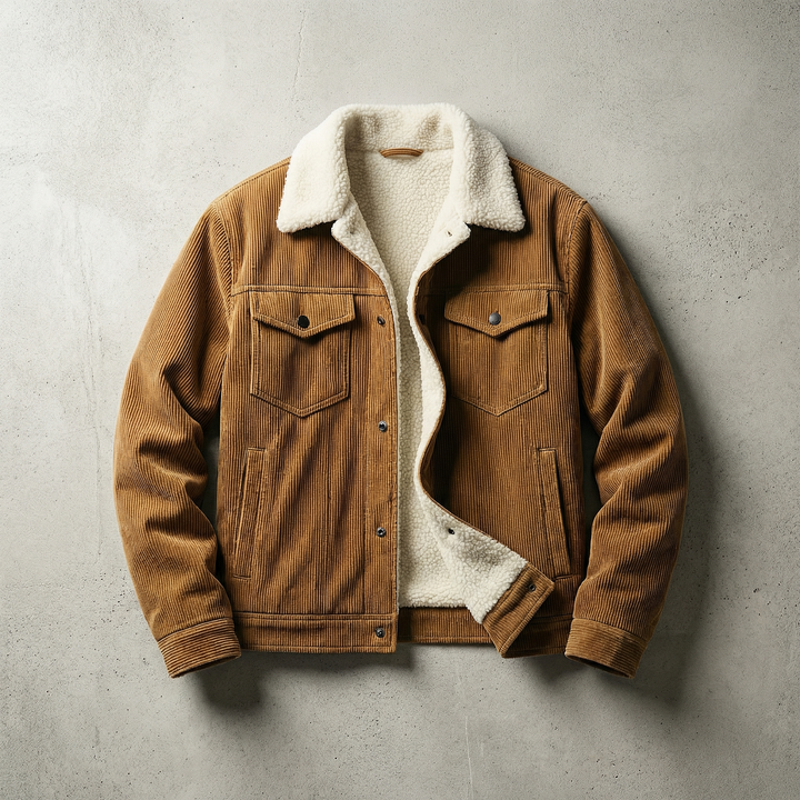 Men's Corduroy Trucker Jacket with Sherpa Collar