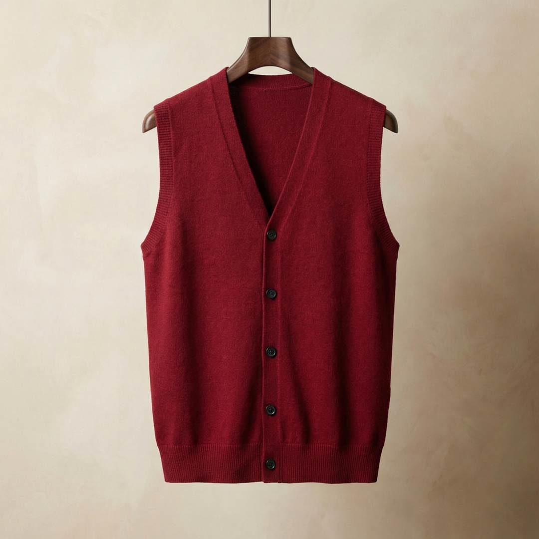 Men's Cotton Blend Knitted Vest with Button Front