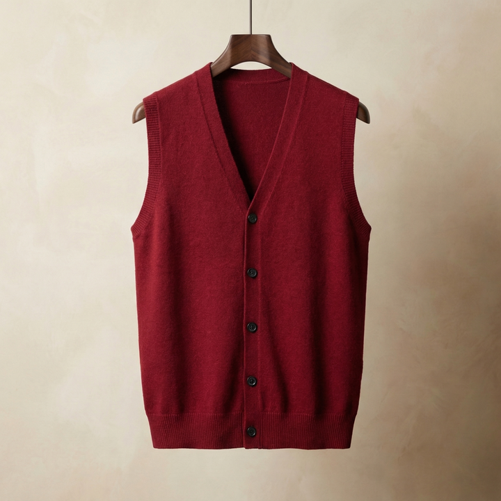 Men's Cotton Blend Knitted Vest with Button Front