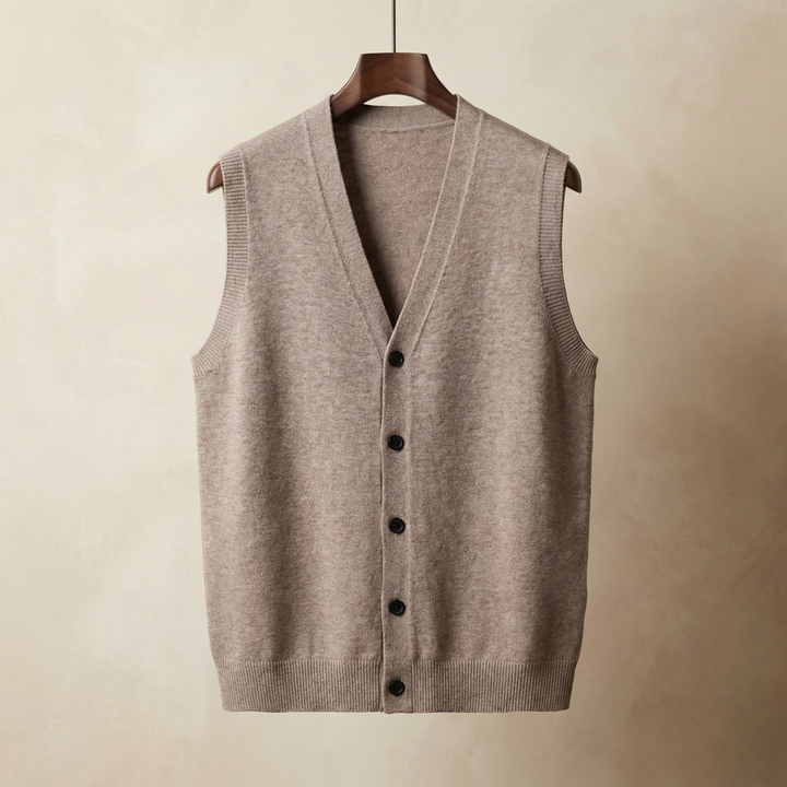 Men's Cotton Blend Knitted Vest with Button Front