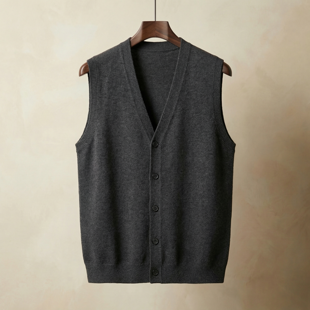 Men's Cotton Blend Knitted Vest with Button Front