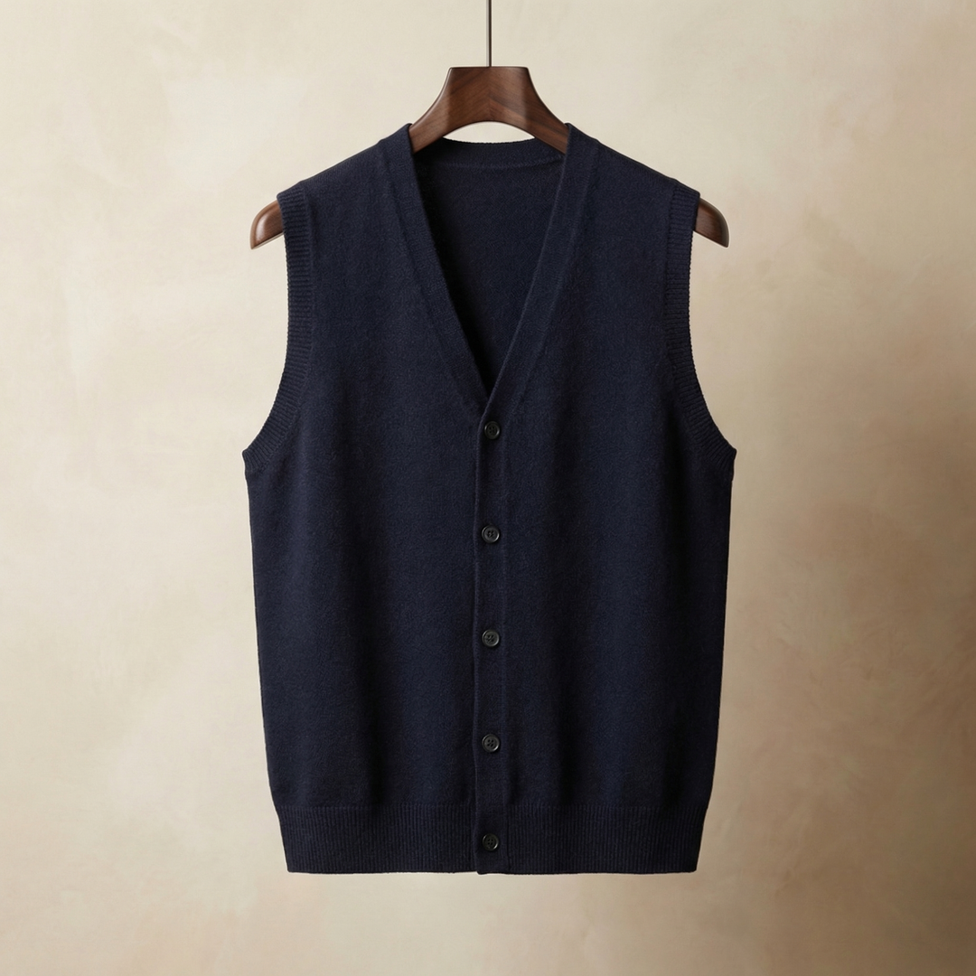 Men's Cotton Blend Knitted Vest with Button Front