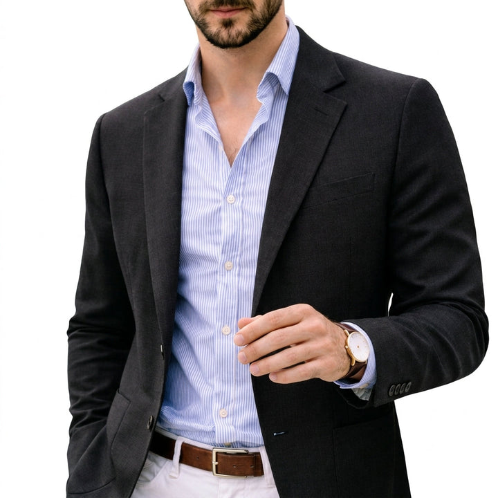Men's Knit Blazer with Notch Lapel in Tailored Fit