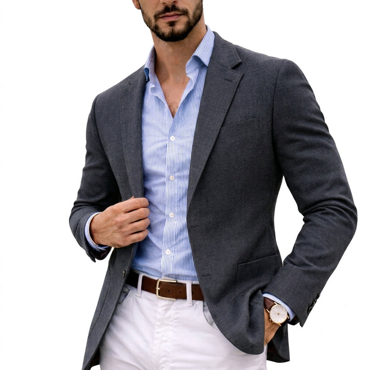 Men's Knit Blazer with Notch Lapel in Tailored Fit