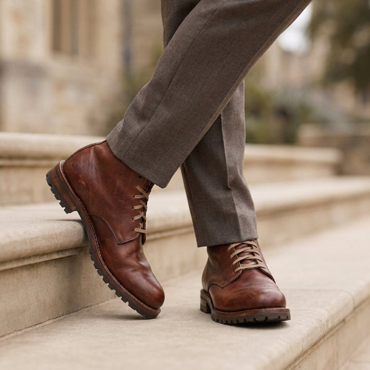 Men's Lace-Up Classic Boots with Rugged Sole