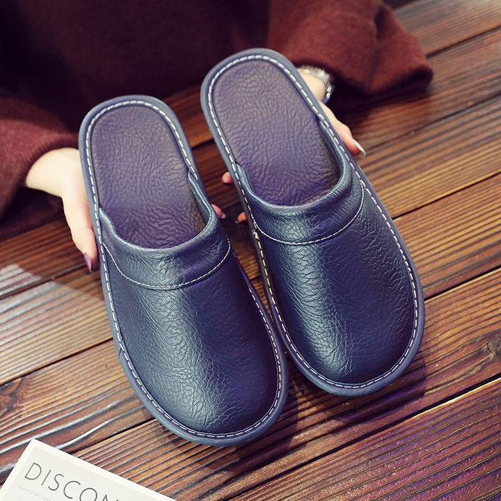 Men's Slip-On Slippers with Stitched Trim