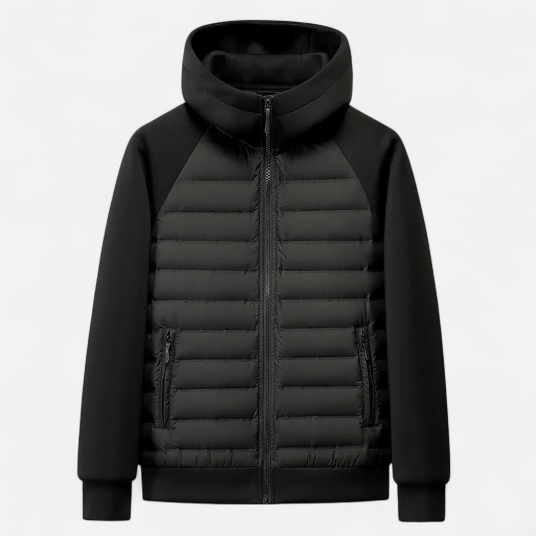 Men's Quilted Down Jacket with Adjustable Hood