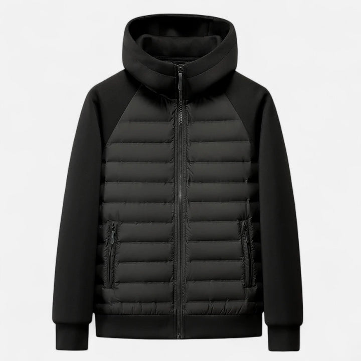 Men's Quilted Down Jacket with Adjustable Hood