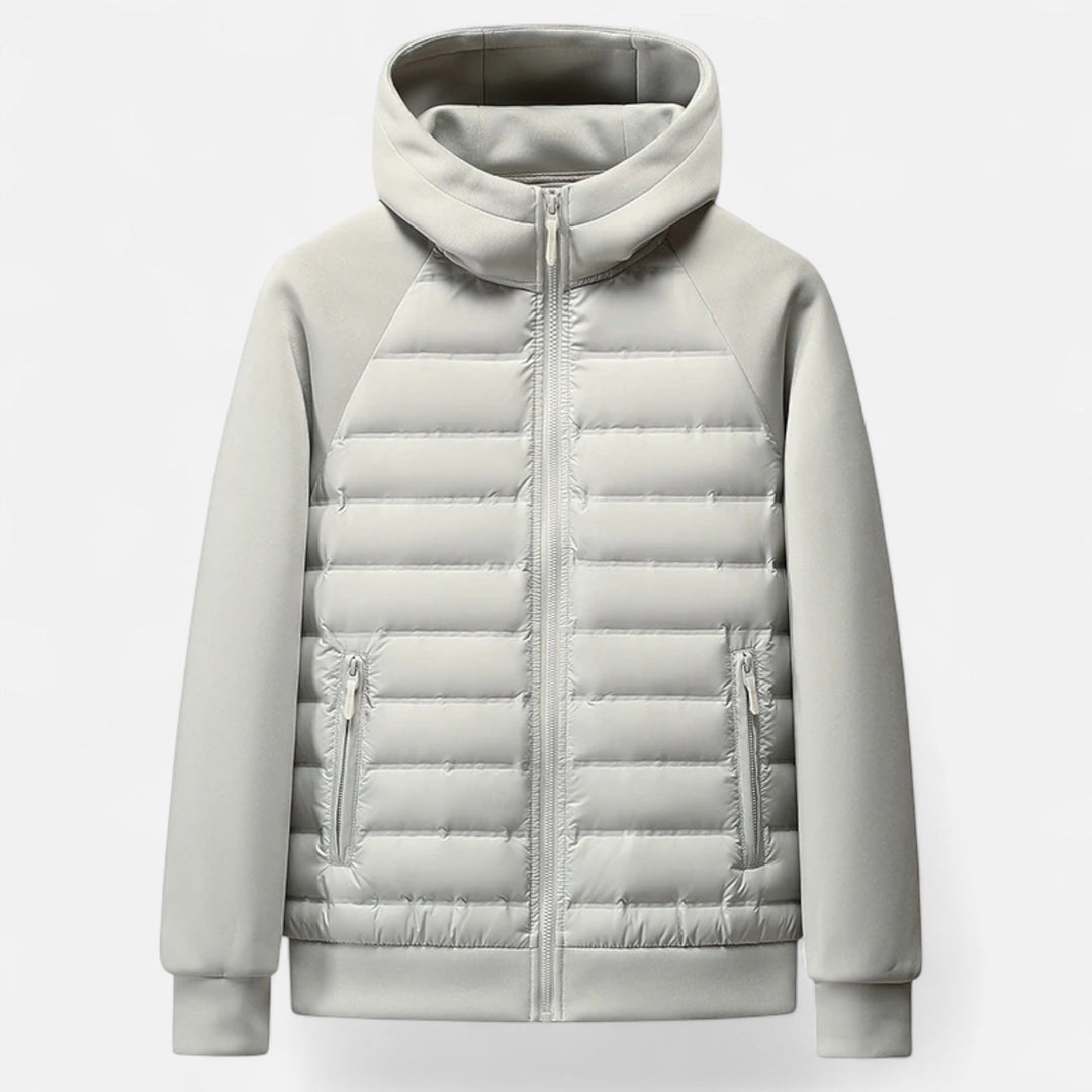 Men's Quilted Down Jacket with Adjustable Hood