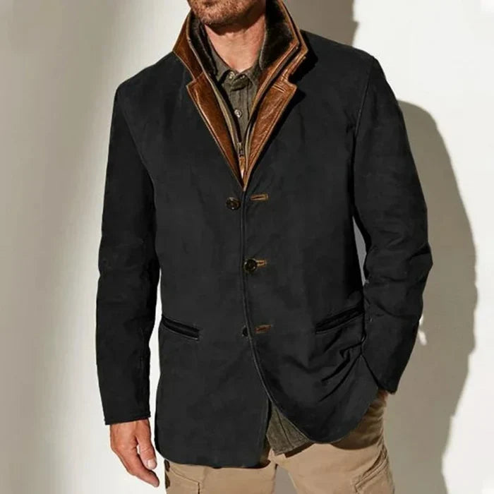 Men's Vintage-Inspired Winter Jacket with Stand Collar