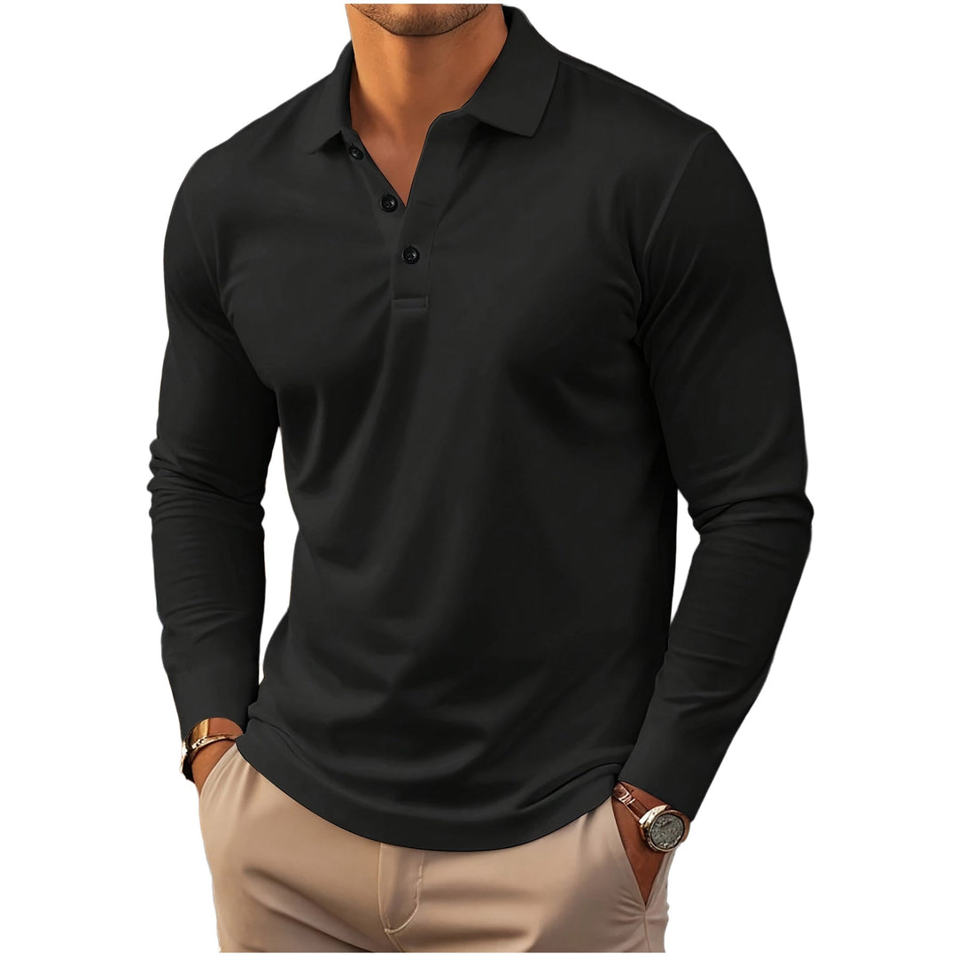 Men's Stretch Long Sleeve Polo Shirt in Modern Fit