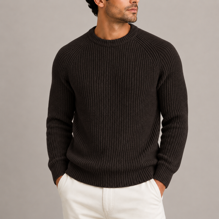 Men's Fisherman Rib Knit Jumper in Regular Fit