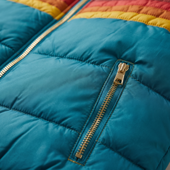 Women's Striped Lightweight Puffer Jacket with Hood