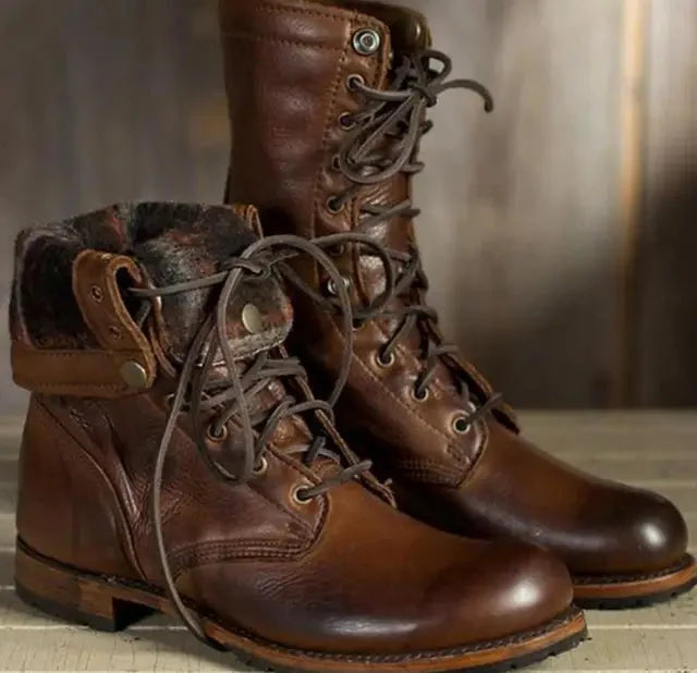 Women's Lace-Up Combat Boots with Cushioned Footbed