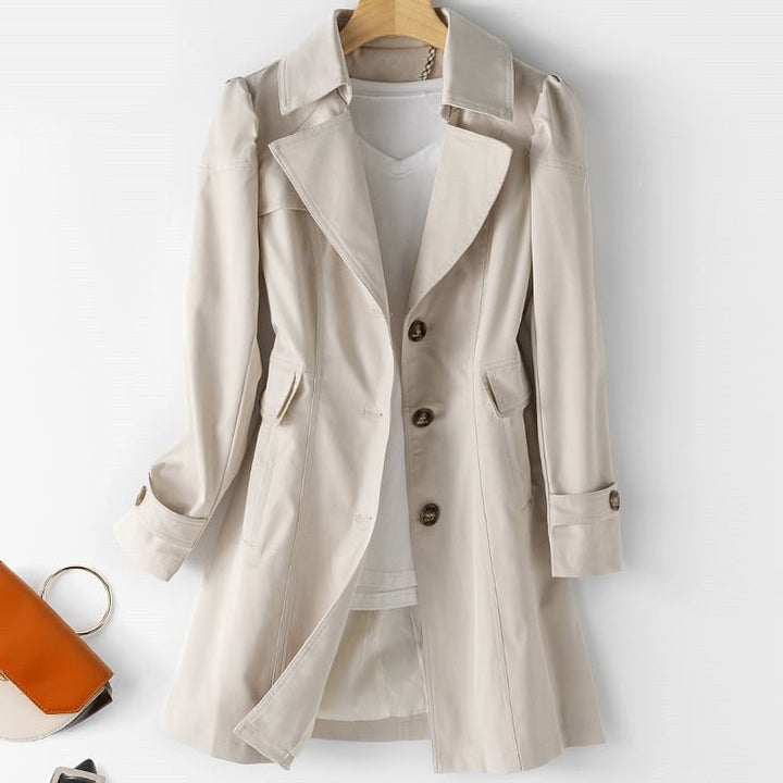 Women's Belted Trench Coat with Notch Lapel