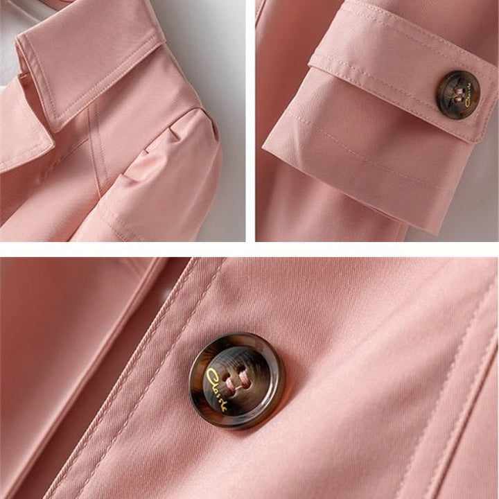 Women's Belted Trench Coat with Notch Lapel