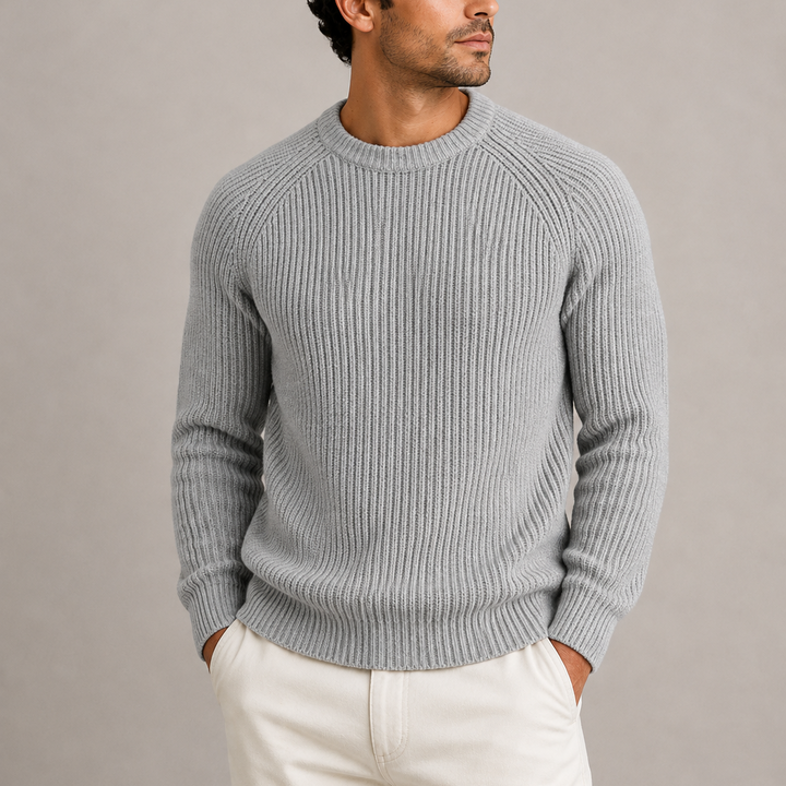 Men's Fisherman Rib Knit Jumper in Regular Fit