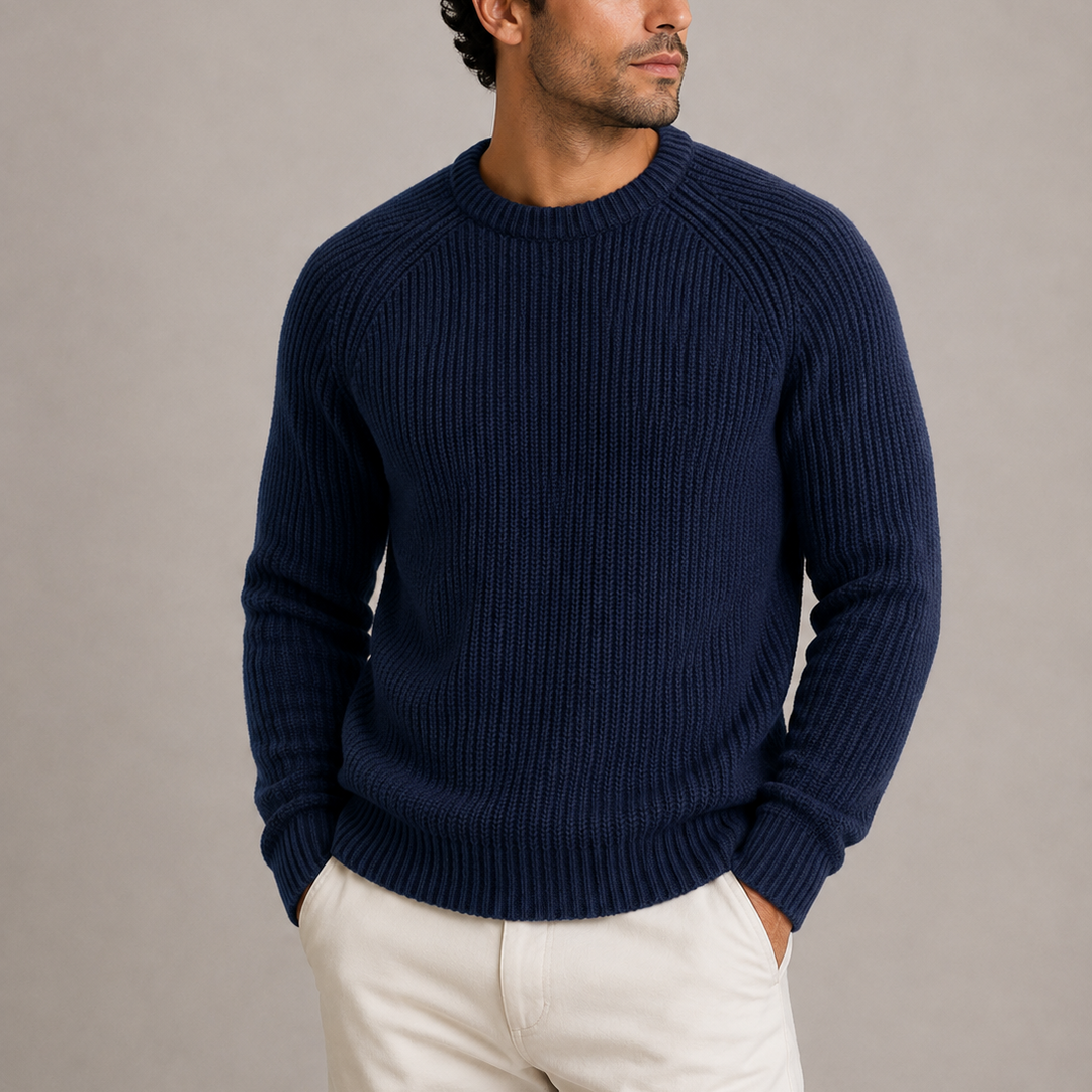 Men's Fisherman Rib Knit Jumper in Regular Fit