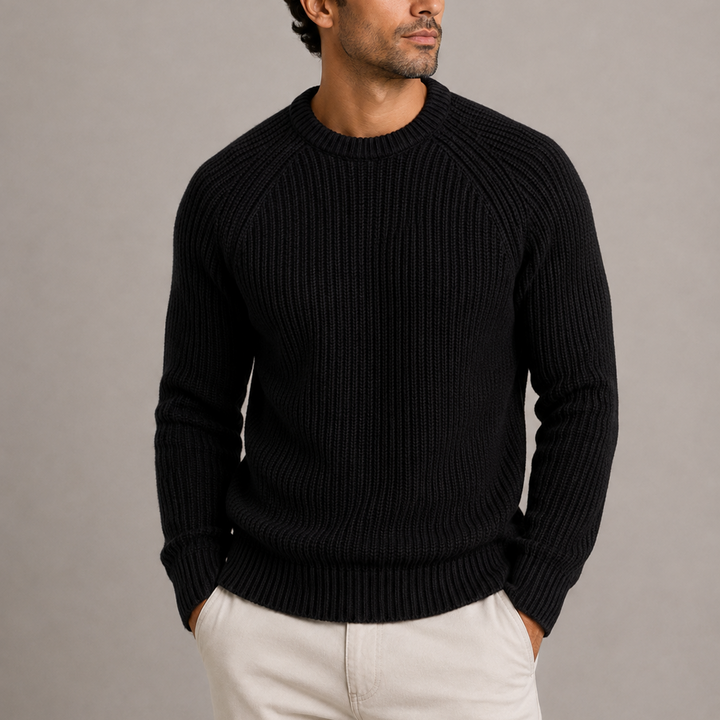 Men's Fisherman Rib Knit Jumper in Regular Fit