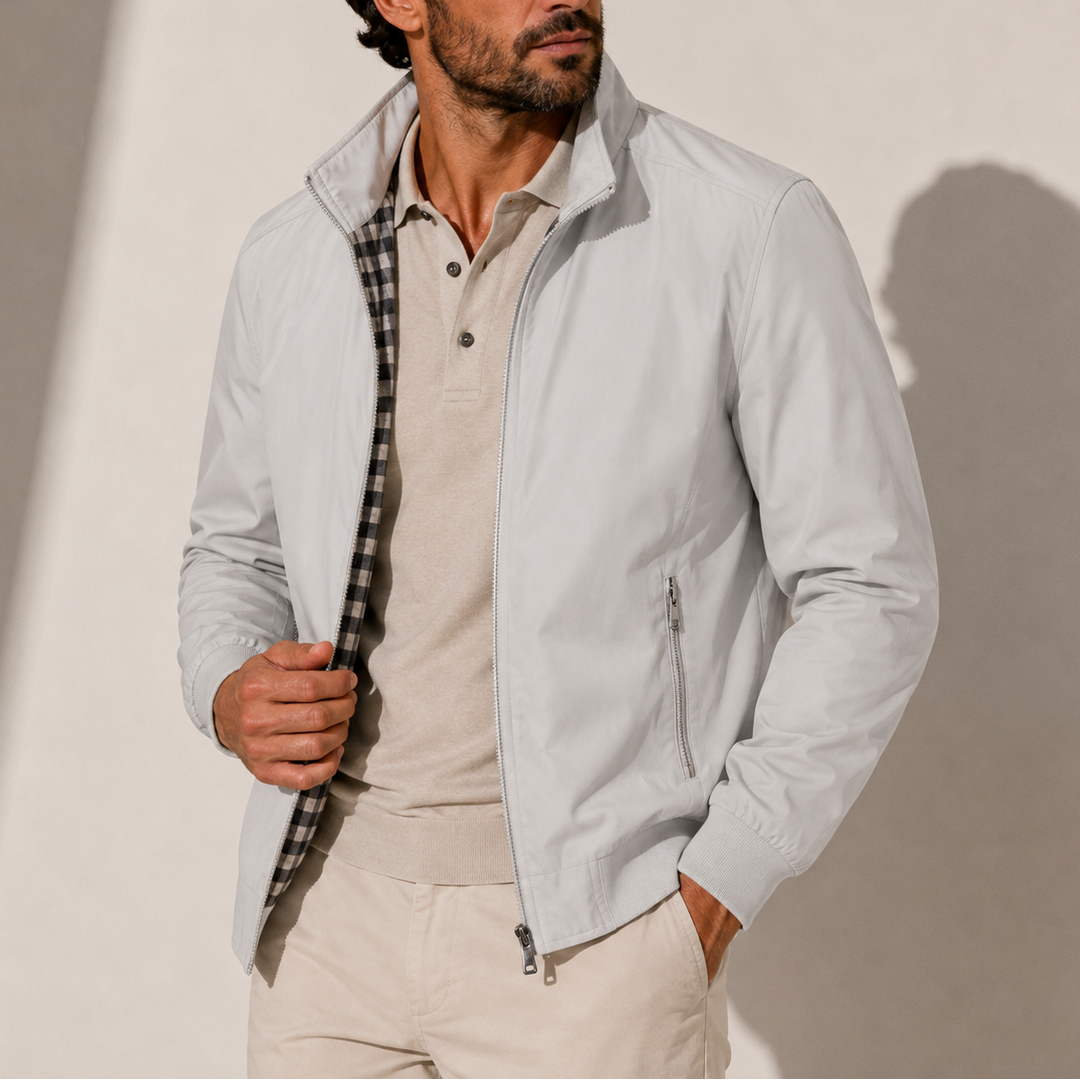 Men's Lightweight Bomber Jacket with Stand Collar
