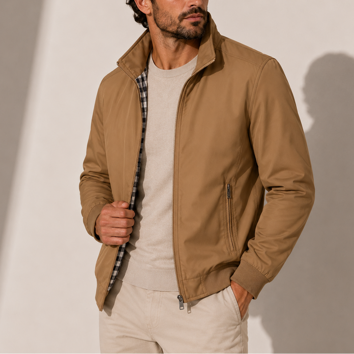 Men's Lightweight Bomber Jacket with Stand Collar