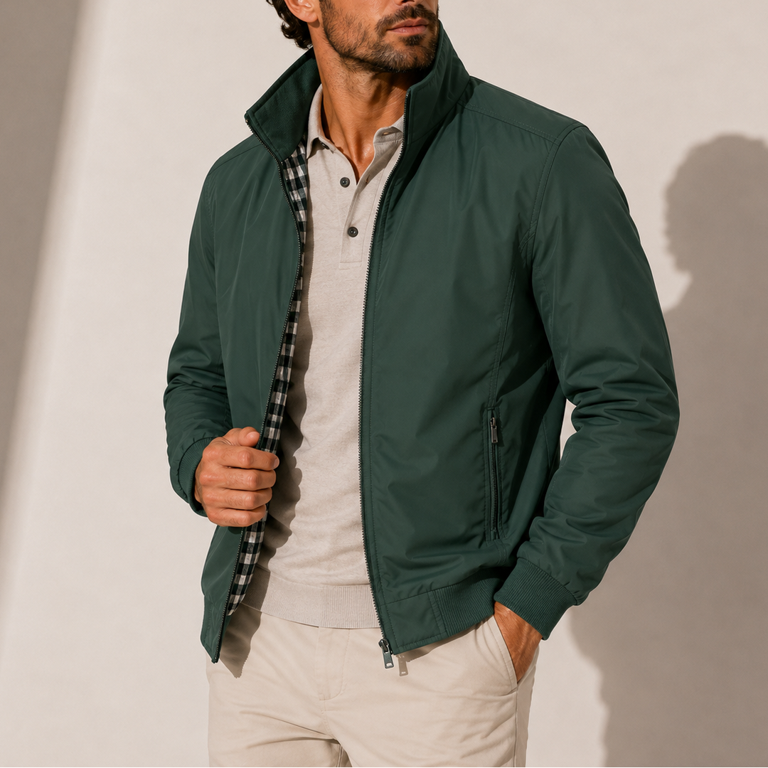 Men's Lightweight Bomber Jacket with Stand Collar