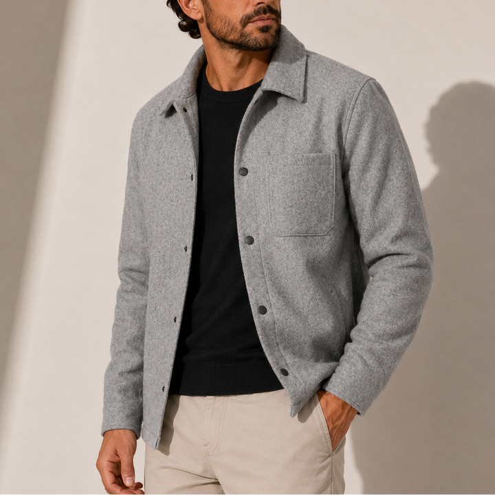 Men's Cotton Button-Up Overshirt with Chest Pocket