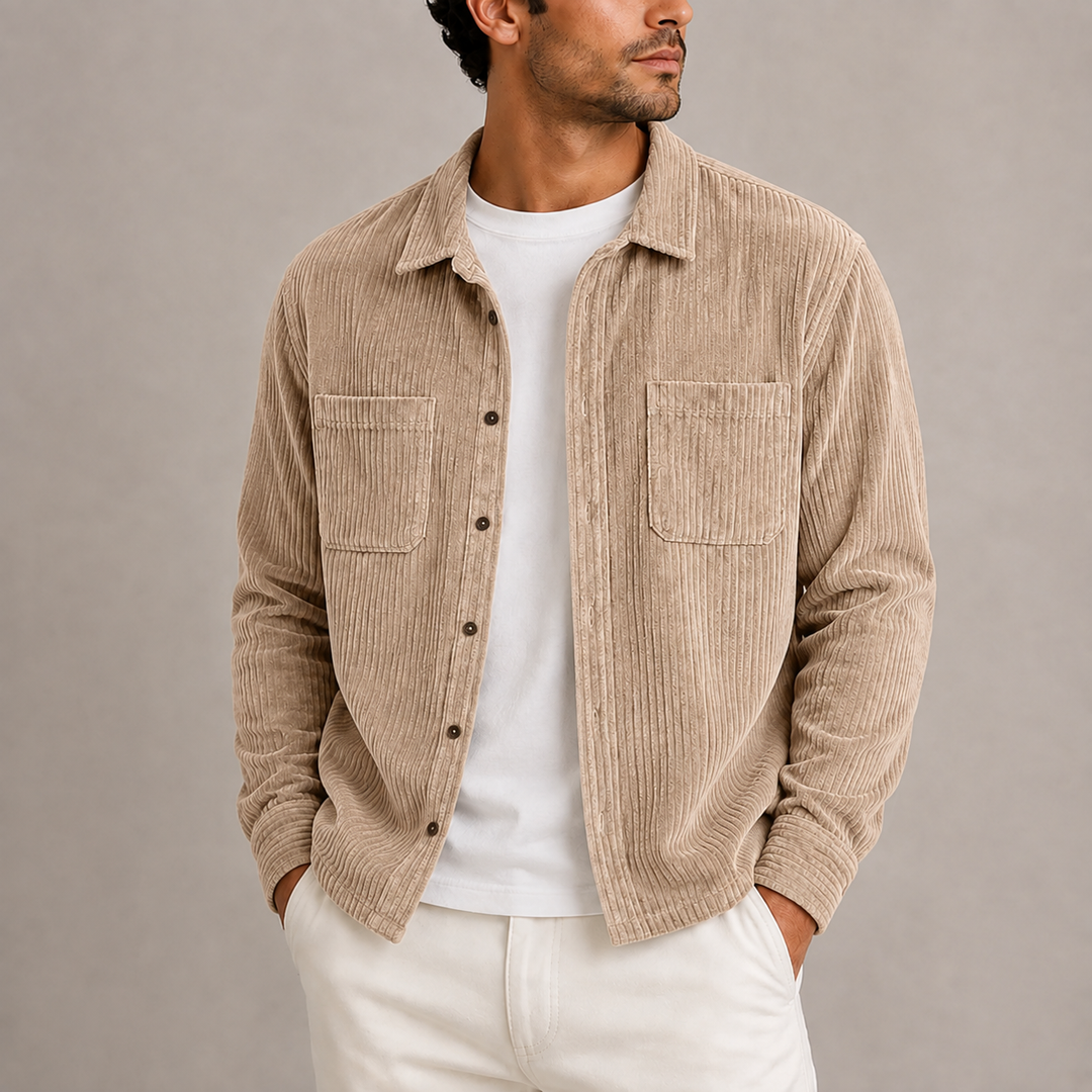 Men's Corduroy Overshirt with Chest Pockets in a Relaxed Fit