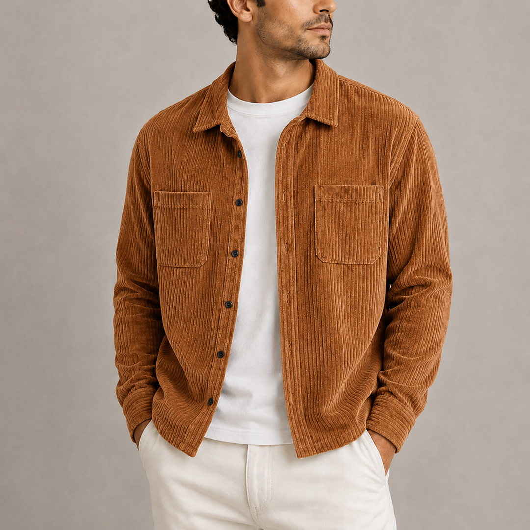 Men's Corduroy Overshirt with Chest Pockets in a Relaxed Fit