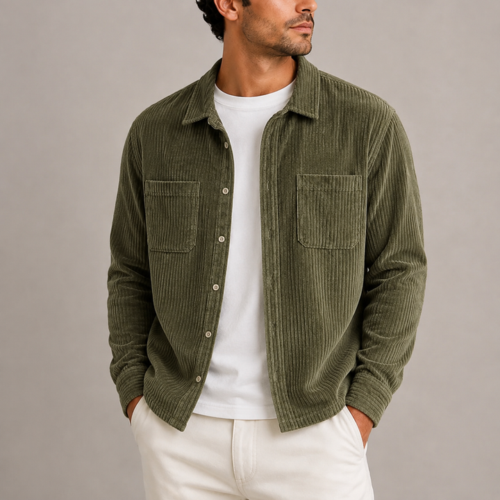 Men's Corduroy Overshirt with Chest Pockets in a Relaxed Fit