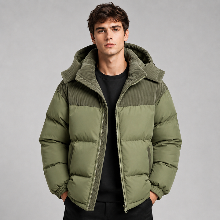 Men's Oversized Padded Puffer Jacket with Hood
