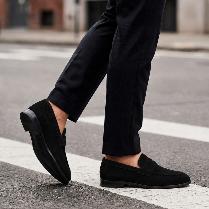 Men's Suede Penny Loafers with Hand-Finished Detailing