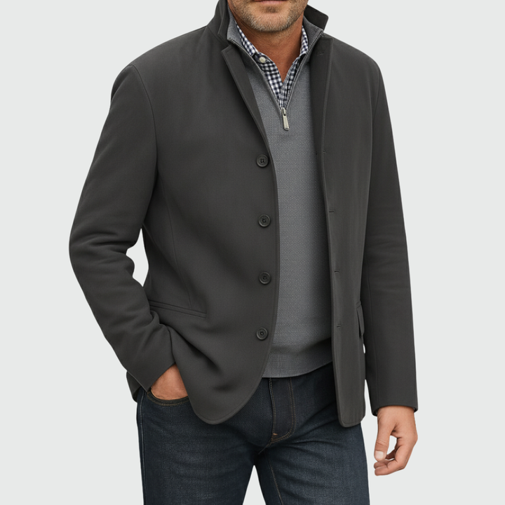 Men's Suede-Style Button Jacket with Structured Fit