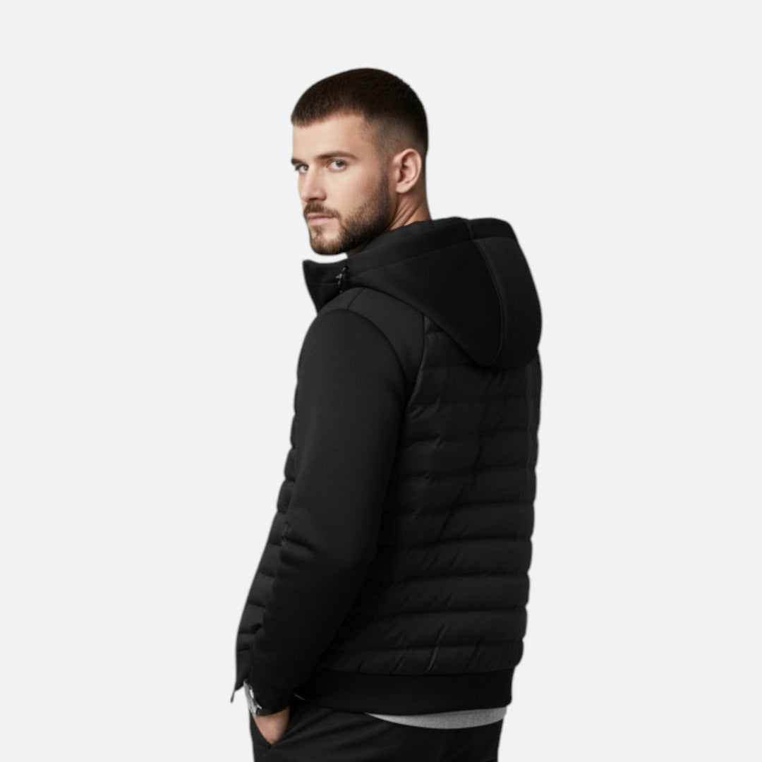 Men's Quilted Down Jacket with Adjustable Hood