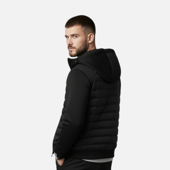 Men's Quilted Down Jacket with Adjustable Hood