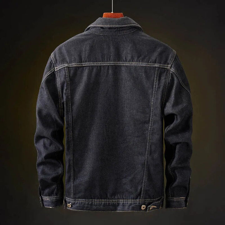 Men's Fleece-Lined Denim Jacket with Multiple Interior Pockets