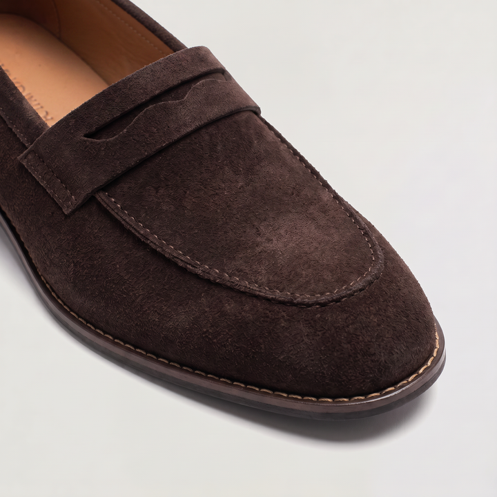 Men's Nubuck Penny Loafers with Saddle Strap