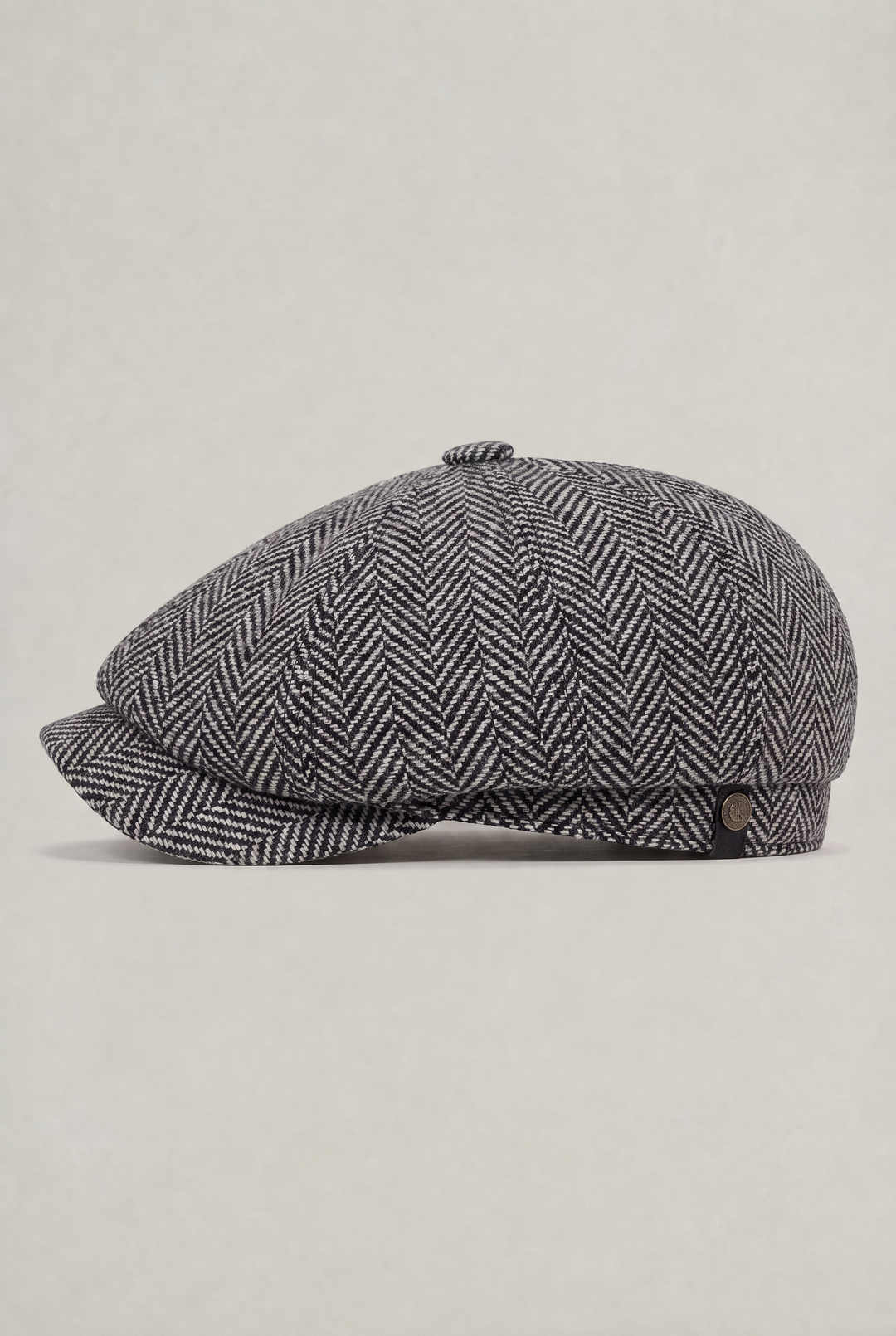 Men's Herringbone Bakersboy Flat Cap with Short Peak