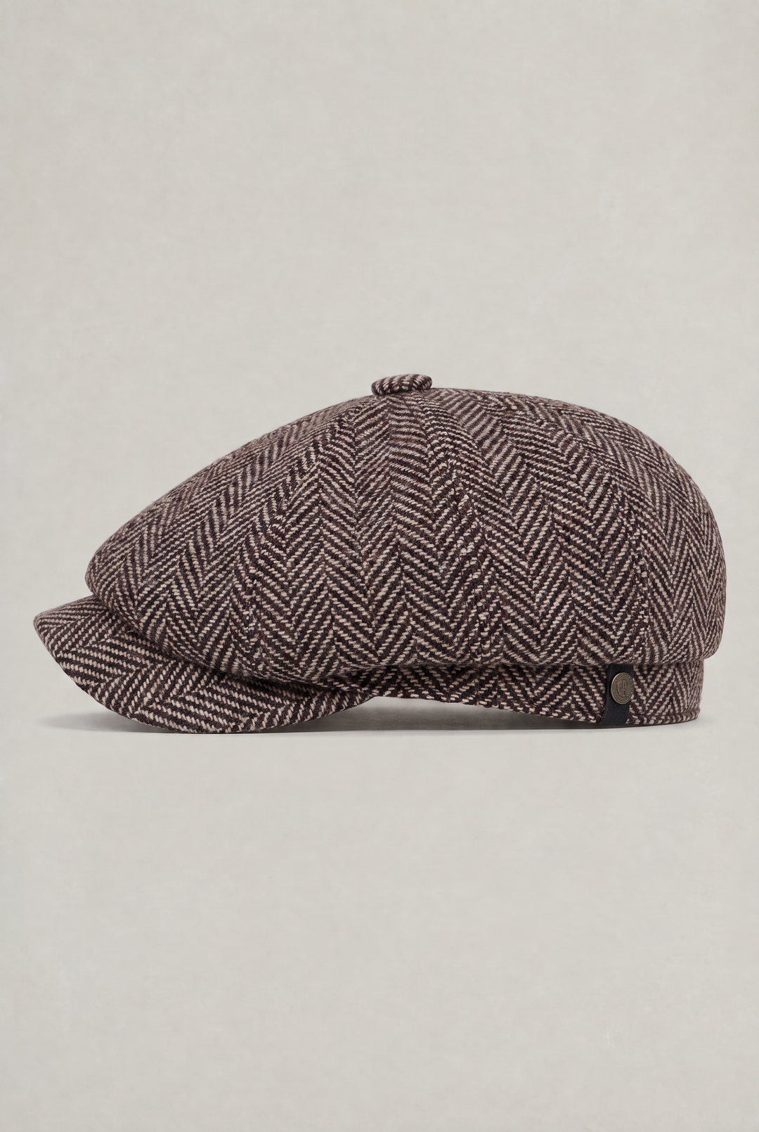 Men's Herringbone Bakersboy Flat Cap with Short Peak
