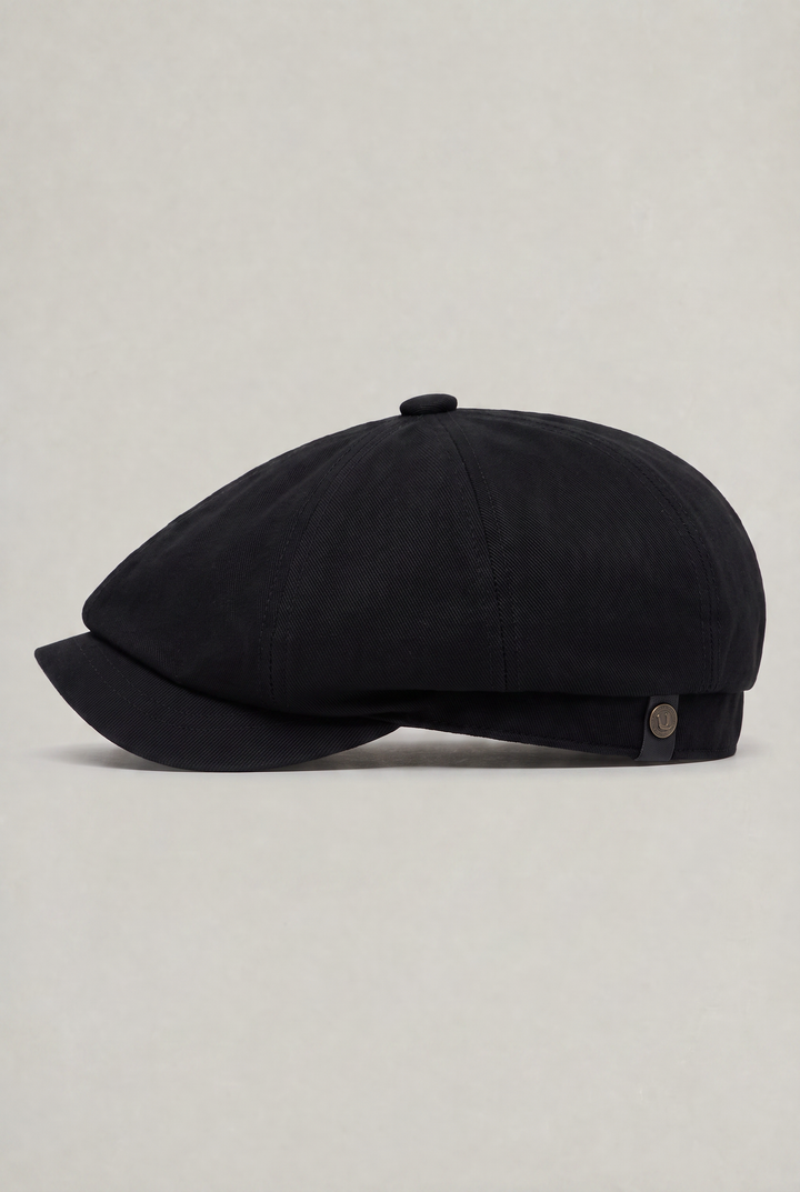 Men's Herringbone Bakersboy Flat Cap with Short Peak