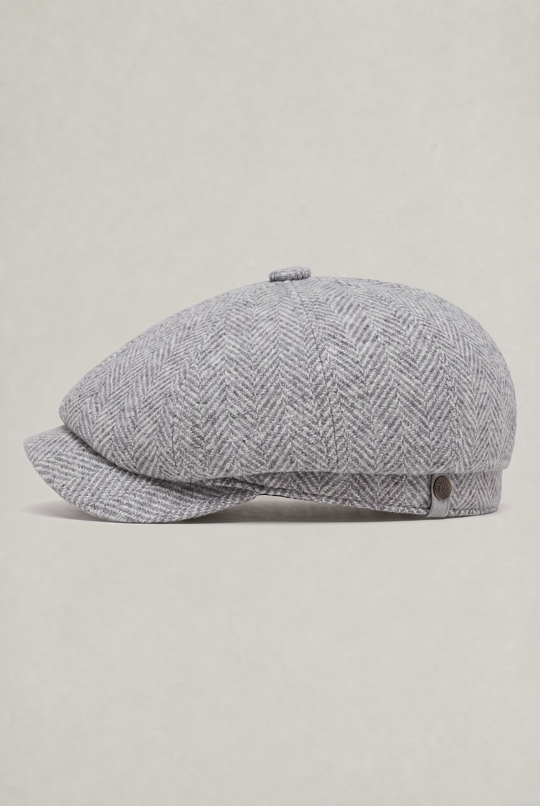 Men's Herringbone Bakersboy Flat Cap with Short Peak