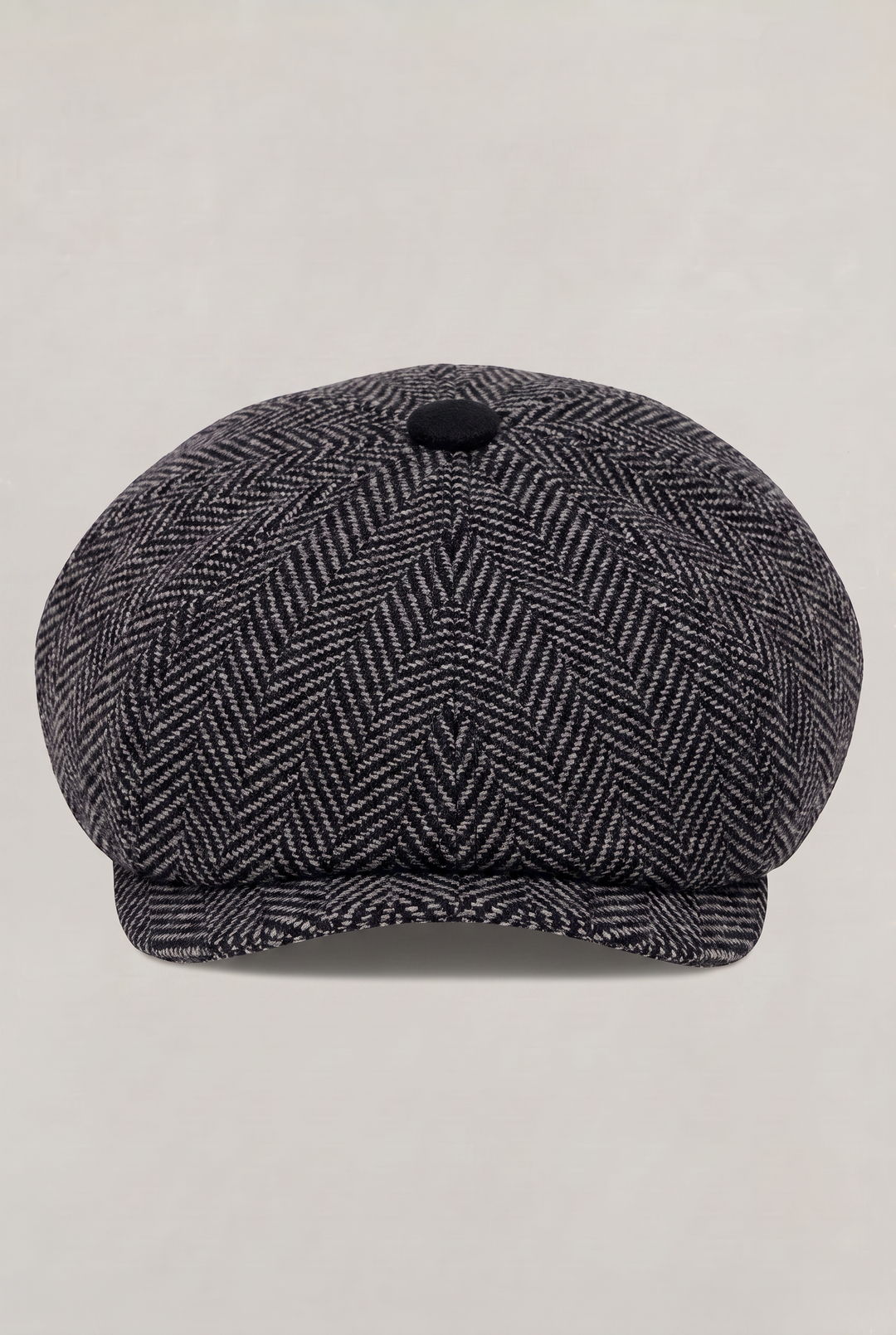 Men's Herringbone Bakersboy Flat Cap with Short Peak