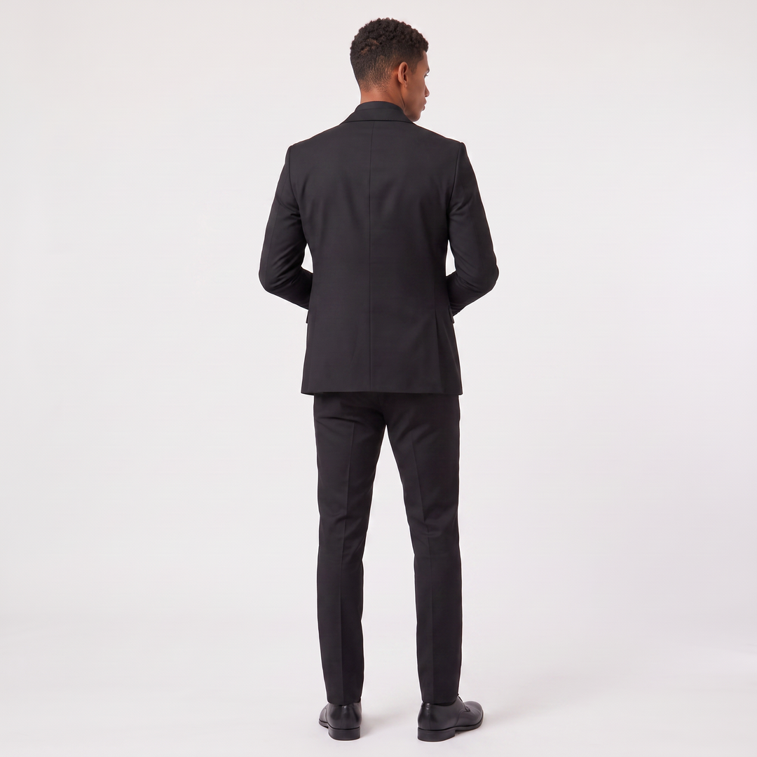 Men's Slim Fit Three-Piece Suit with Double-Breasted Waistcoat