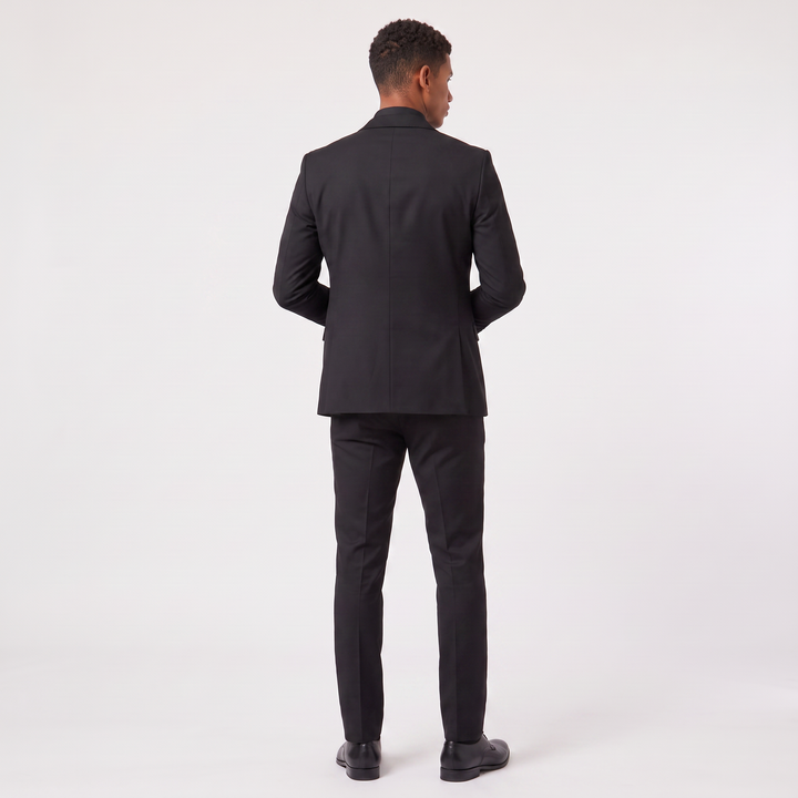 Men's Slim Fit Three-Piece Suit with Double-Breasted Waistcoat