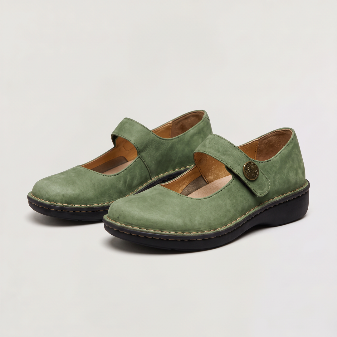 Women's Wide Fit Mary Jane Flats with Strap Fastening